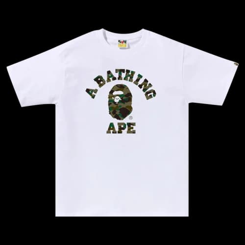 BAPE 1st Camo College Tee 'White/Green'