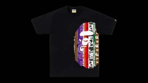 BAPE Fans Scarf Side Big Ape Head Tee Black