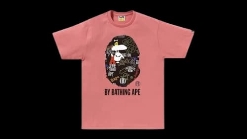 BAPE Hand Draw Pattern By Bathing Ape Tee Pink