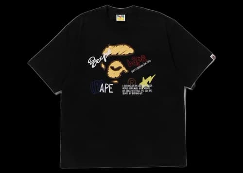 BAPE Hand Draw Graphic Relaxed Fit Tee Black