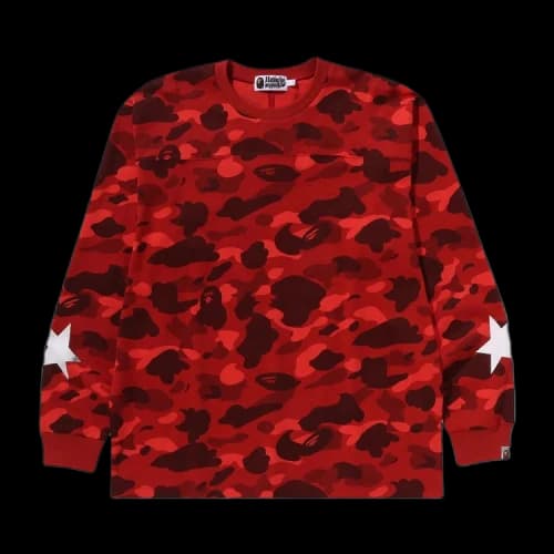 BAPE Color Camo Relaxed Fit Long-Sleeve Tee 'Red'