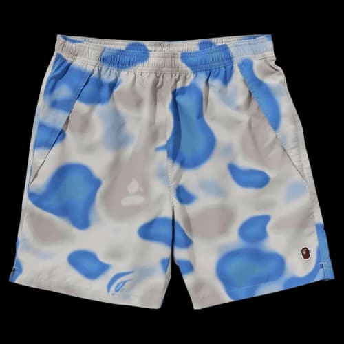 BAPE Liquid Camo One Point Beach Shorts 'Blue'