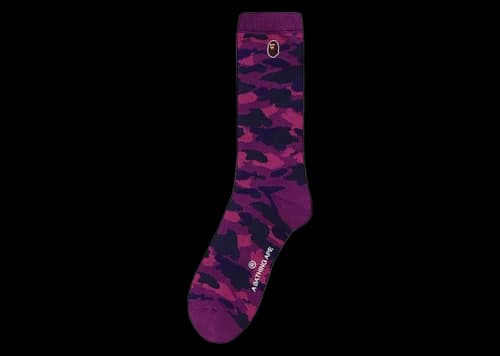 BAPE Color Camo Ape Head One Point Socks Red