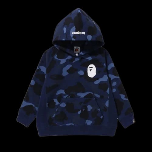 BAPE Kids Color Camo Ape Head Pullover Hoodie 'Navy'