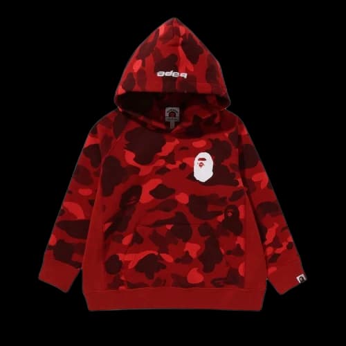 BAPE Kids Color Camo Ape Head Pullover Hoodie 'Red'