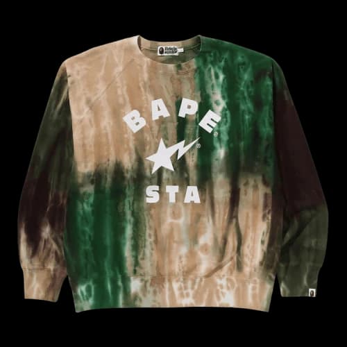 BAPE Ice Dye Sta College Relaxed Fit Crewneck 'Green'