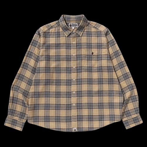 BAPE One Point Flannel Check Relaxed Fit Shirt 'Beige'