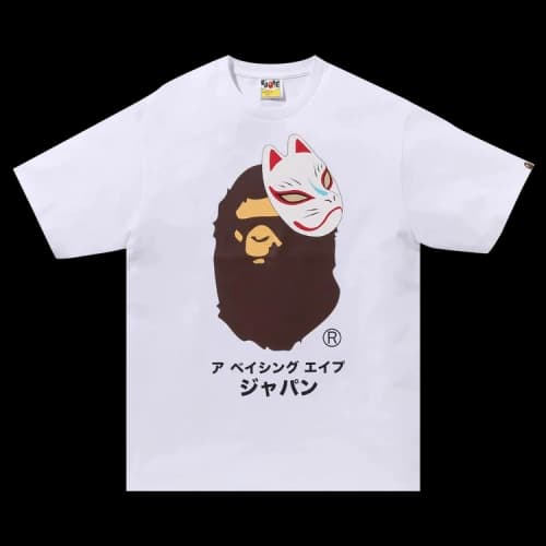 BAPE Japanese Fox Mask Tee 'White'