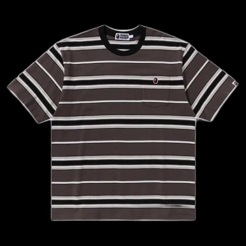 BAPE Ape Head One Point Pocket Relaxed Fit Stripe Tee 'Black'