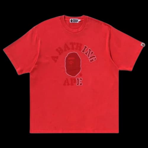 BAPE Garment Dye College Relaxed Fit Tee 'Red'