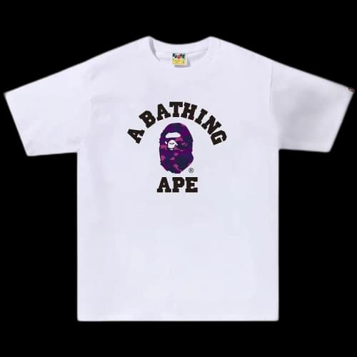 BAPE Color Camo College Tee 'White/Purple'