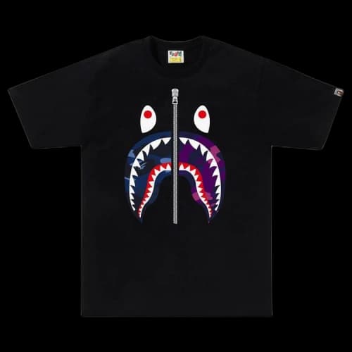 BAPE Color Camo Separate Shark Tee 'Black/Navy'