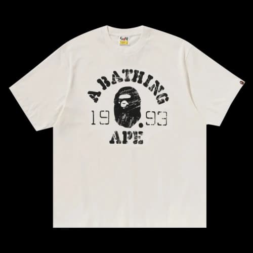 BAPE Screen Print College Relaxed Fit Tee 'White/Ivory'