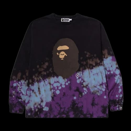 BAPE Tie Dye Ape Head Relaxed Fit Long-Sleeve Tee 'Black'