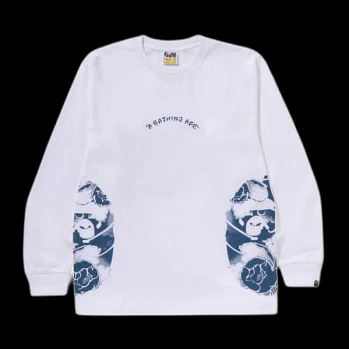 BAPE Japanese Tattoo Side Big Ape Head Long-Sleeve Tee 'White'