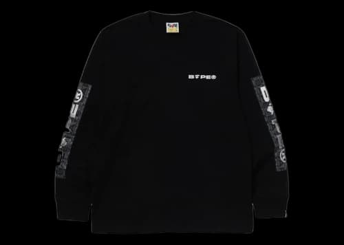 BAPE Lux Sport Pattern Logo L/S Tee Black