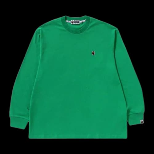 BAPE One Point Ape Head Relaxed Fit Long-Sleeve Tee 'Green'