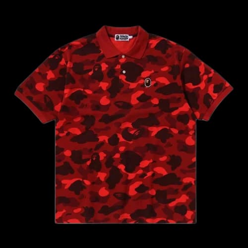 BAPE Color Camo Large Ape Head Relaxed Fit Polo Shirt 'Red'