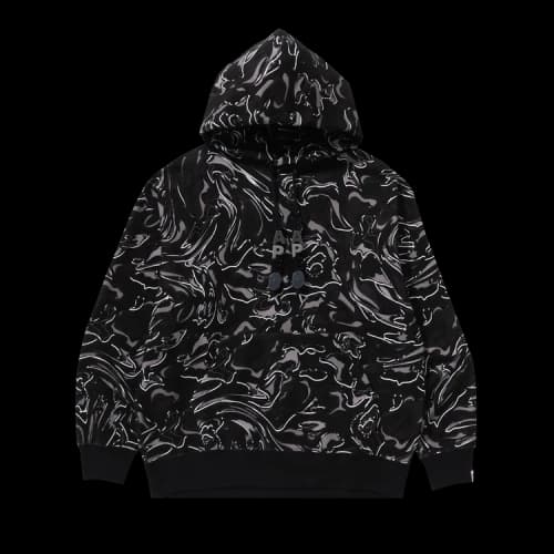 BAPE Marbling Camo Relaxed Fit Pullover Hoodie 'Black'