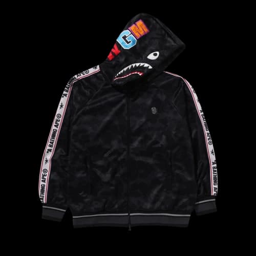 BAPE Solid Camo Relaxed Fit Shark Full Zip Hoodie 'Black'