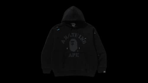 BAPE Destroyed College Relaxed Fit Layered Pullover Hoodie Red