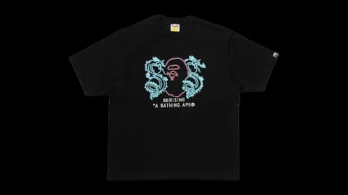 BAPE x 88Rising Neon Logo Relaxed Fit Tee Black