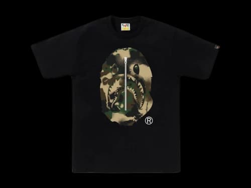 BAPE Map Camo Ape Head Shark Tee Black/Multicolor