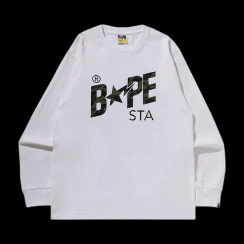 BAPE 1st Camo Sta Long-Sleeve Tee 'White/Green'
