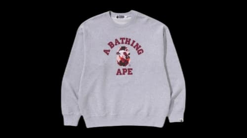 BAPE Map Camo College Relax Fit Crewneck Sweatshirt Gray