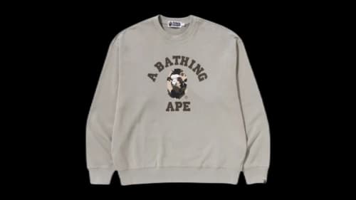 BAPE Map Camo College Relax Fit Crewneck Sweatshirt Olivedrab