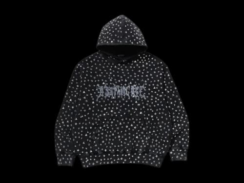 BAPE Studded Logo Relaxed Fit Pullover Hoodie Black