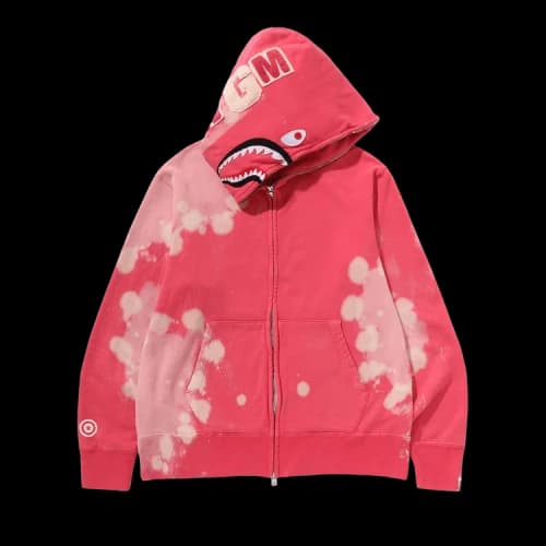 BAPE Hand Dye Shark Full Zip Hoodie 'Red'
