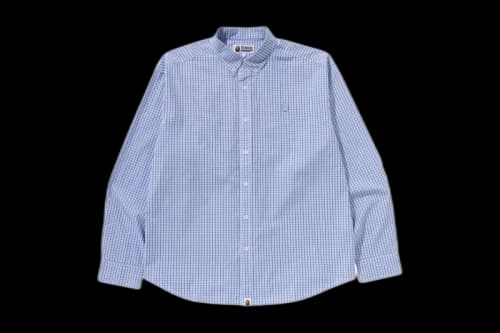 BAPE One Point Checked Poplin L/S Shirt Blue