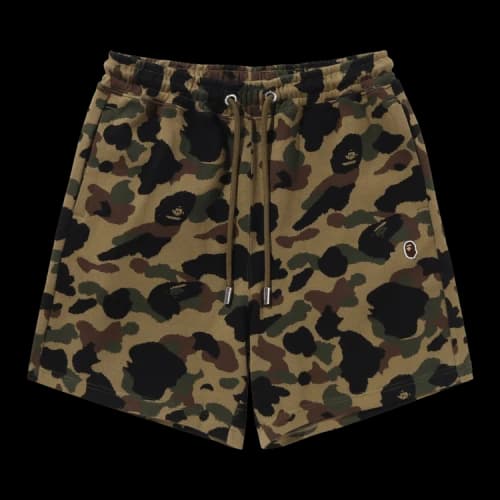BAPE 1st Camo Jacquard One Point Relaxed Fit Sweat Shorts 'Green'