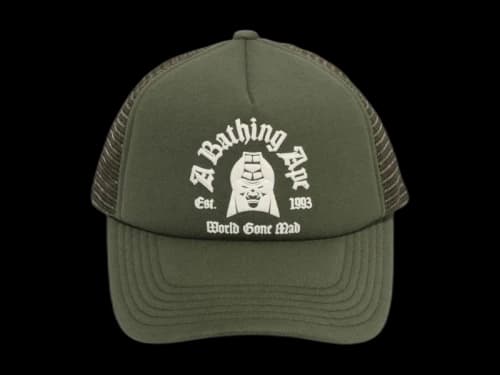 BAPE Logo Cotton Panel Mesh Cap Olivedrab