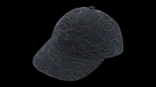 BAPE Line Camo Jacquard Multi Logo Denim Cap Black