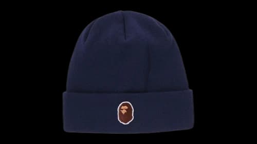 BAPE One Point Ape Head Knit Beanie Beanie Navy