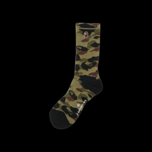 BAPE 1st Camo Ape Head One Point Socks 'Green'