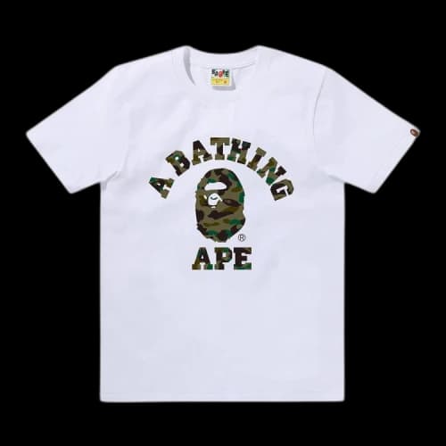 BAPE 1st Camo College Tee 'White/Green'