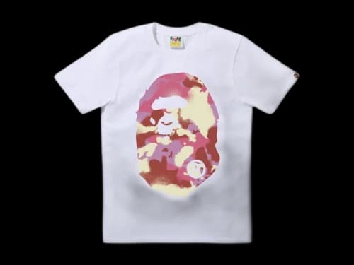 BAPE Women's Map Camo Big Ape Head Tee White/Pink