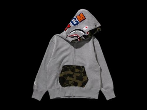 BAPE Women's 1st Camo Shark Full Zip Double Hoodie Grey