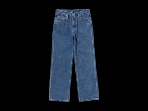 BAPE Women's Crystal Ape Head Flare Denim Pants Blue