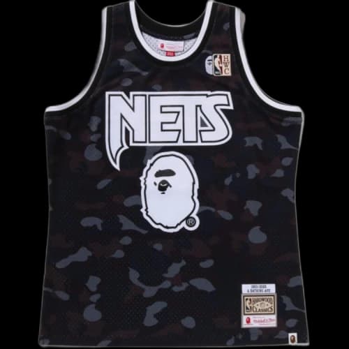 BAPE x Mitchell & Ness NBA New Jersey Nets Swingman Jersey Black