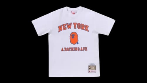 BAPE x Mitchell & Ness NBA New York Knicks Tee Blue