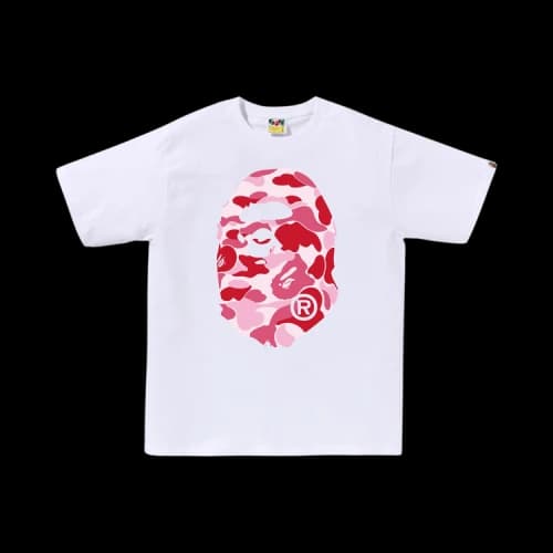 BAPE ABC Camo Big Ape Head Tee 'White/Pink'