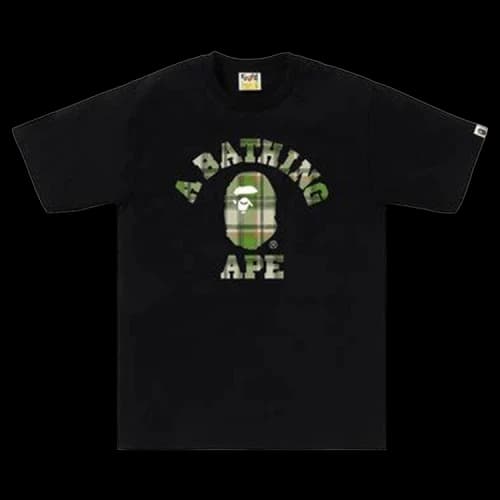BAPE Check College Tee 'Black/Green'
