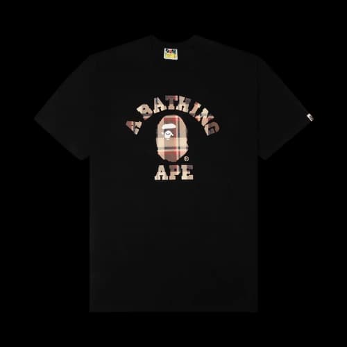 BAPE Check College Tee 'Black/Red'