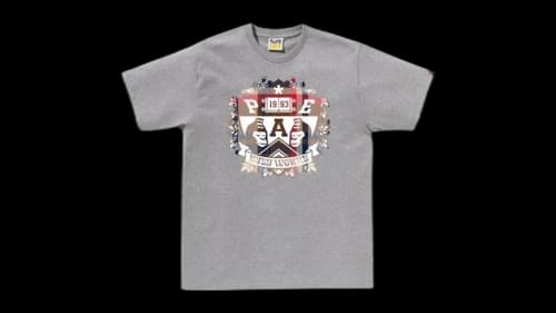 BAPE Check University Emblem Tee Gray