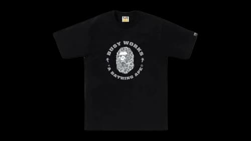 BAPE Wild Leopard Pattern Busy Works Sta Tee (FW25) Gray