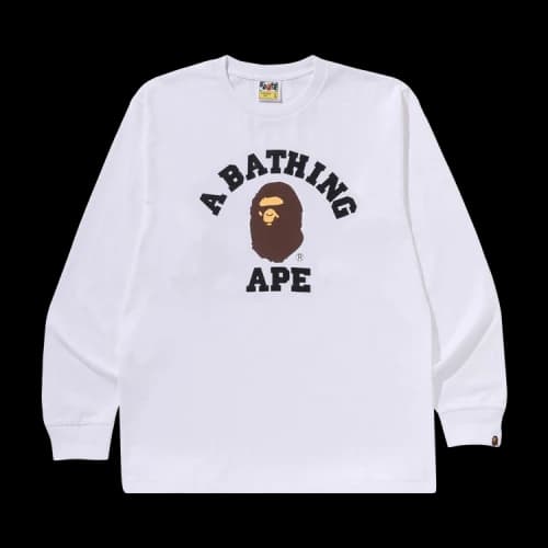 BAPE College Long-Sleeve Tee 'White'